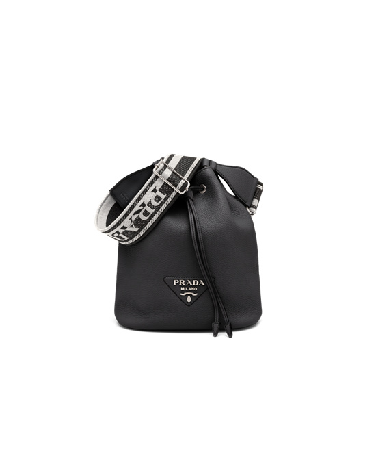 Black Prada Leather Bucket Bag | FHT570438